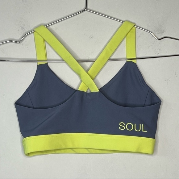 SOUL By Soulcycle Two Tone Podium Cami Sports Bra Neon Details - Picture 2 of 5